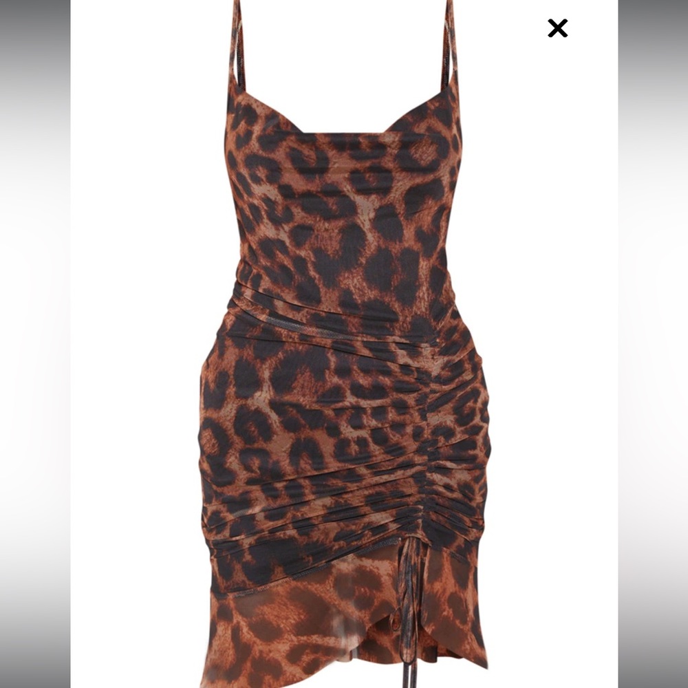 PLT MESH RUCHED BODYCON DRESS